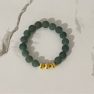 Handmade • Matte Green Aventurine Bracelet with Gold Accent